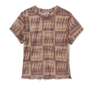 Inamorata Woman Bambi Baby Tee - Xs Brown Check Sheer